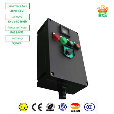 Exproof Flameproof Kontrol istasyonu paneli Kutusu Ex e tüm plastik ((GRP) özelleştirilebilir IP66 220v 380V 10A