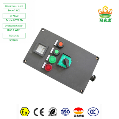Exproof Flameproof Kontrol istasyonu paneli Kutusu Ex e tüm plastik ((GRP) özelleştirilebilir IP66 220v 380V 10A