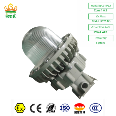Güvenlik Ex-Düzenli LED Işıklama Yüksek Bay Çatı IP66 WF2 Petrol ve Gaz Bölgesi 1 için 3000lm 95 ~ 295VAC