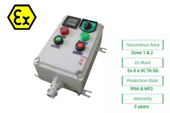 ATEX Güvenlik Ateş geçirmez kontrol istasyonu Alev geçirmez elektrikli kontrol kutuları 220/380Vac G1/2",G3/4",G1,G1.1/4",G1.1/2",G2