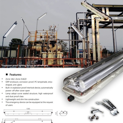 ATEX & IECEx Sertifikalı Patlamaya Dayanıklı Floresan Lamba | IP66 Alev Geçirmez Tehlikeli Alanlar için Doğrusal Aydınlatma