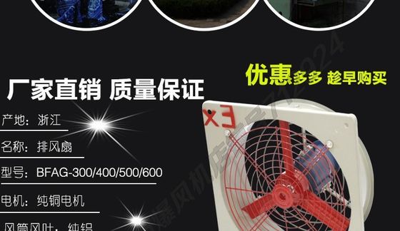 High Effciency 120-750w Explosion Proof Exhaust Fan With Vibration-damping Device Suitable For Zone 1,2